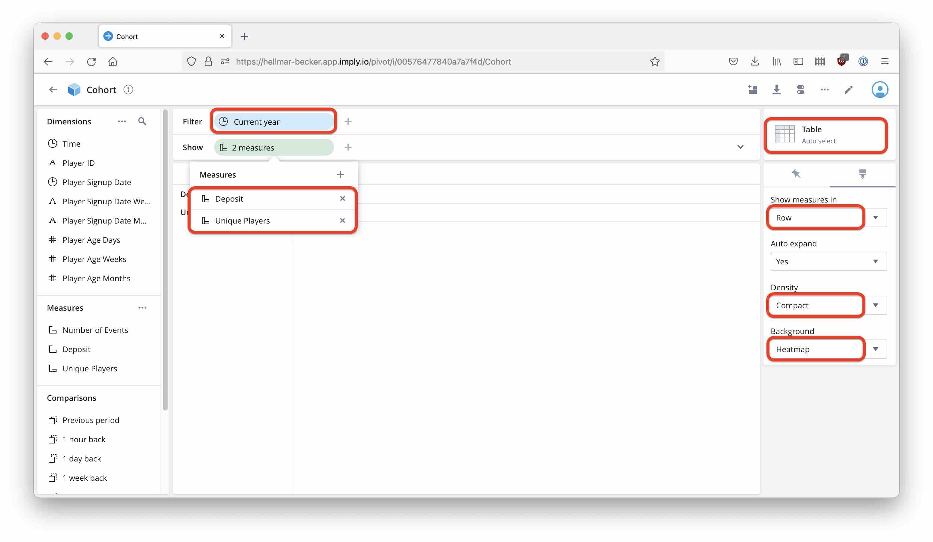 Pivot chart base settings