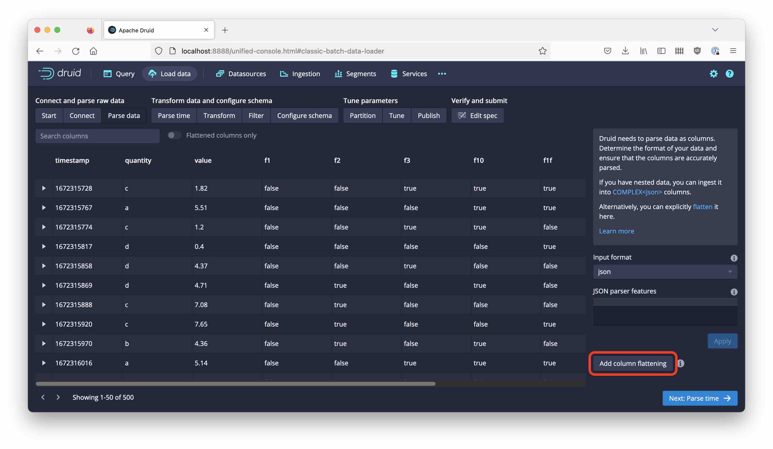 Select column flattening